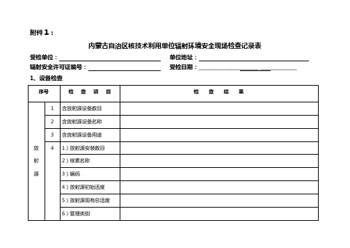 内蒙古自治区核技术利用单位辐射环境安全现场检查记录...