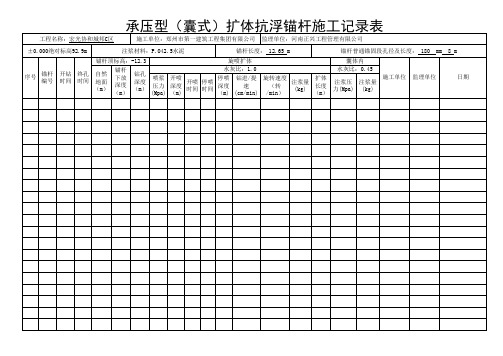 嚢式扩体抗浮锚杆施工记录表