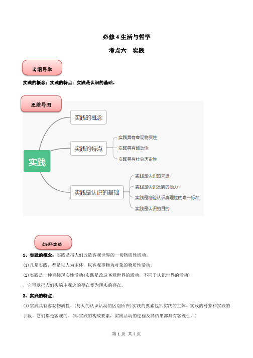 2022年高考政治知识核心识记背(必修4) 考点06 实践