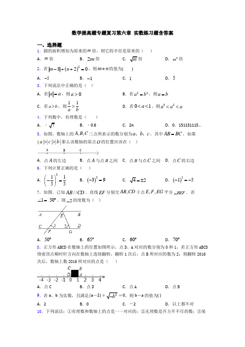 数学提高题专题复习第六章 实数练习题含答案