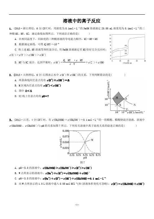 溶液中的离子反应(高端题含答案)