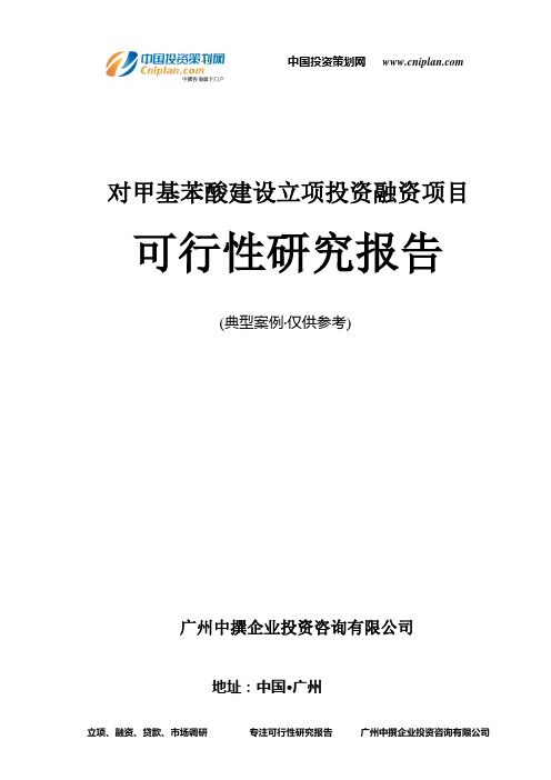 对甲基苯酸建设融资投资立项项目可行性研究报告(中撰咨询)