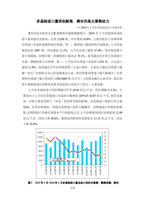 多晶硅进口量再创新高韩台仍是主要推动力