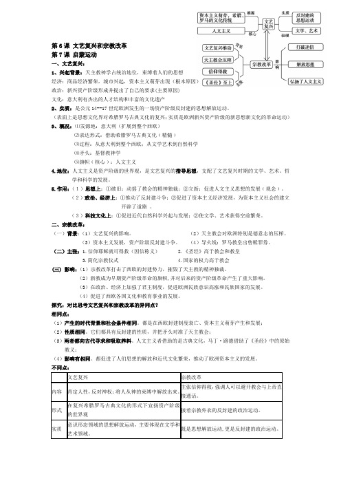 第6、7课 文艺复兴和宗教改革