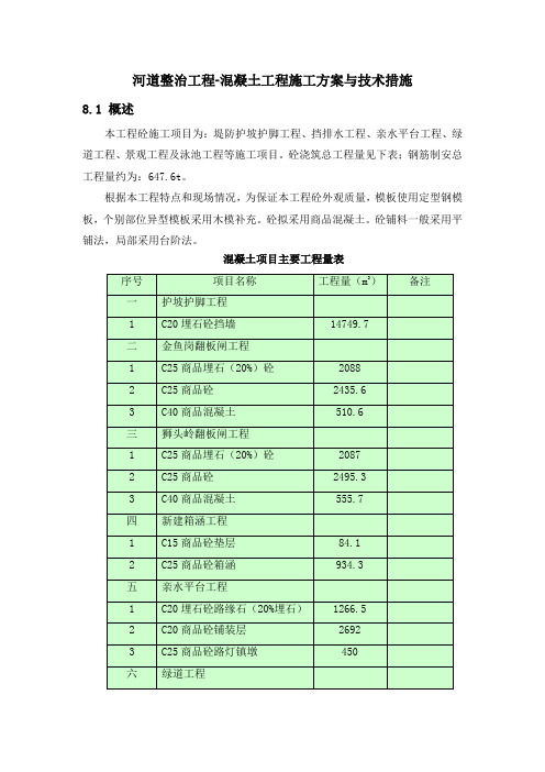 河道整治工程-混凝土工程施工方案与技术措施