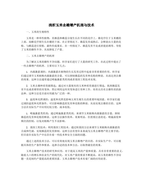 浅析玉米去雄增产机理与技术