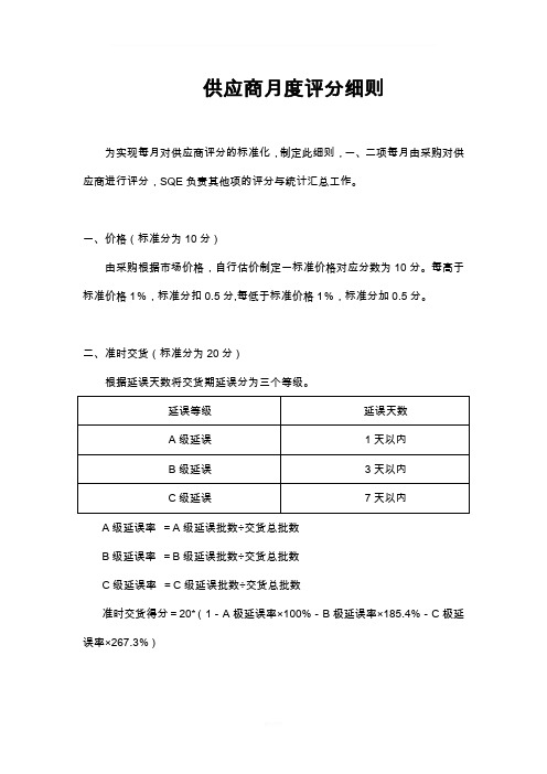 供应商评分细则