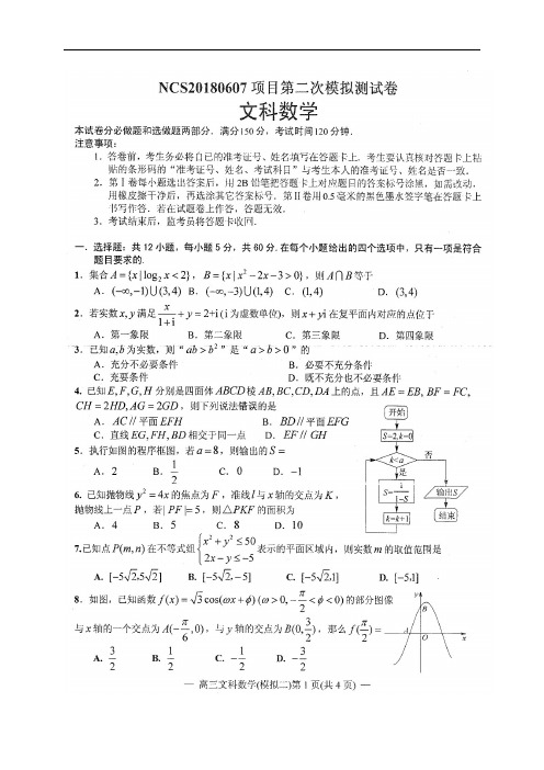 江西省南昌市高三数学第二次模拟考试试题 文(扫描版)