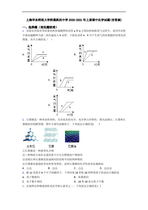 上海华东师范大学附属枫泾中学2020-2021年上册期中初三化学试题(含答案)