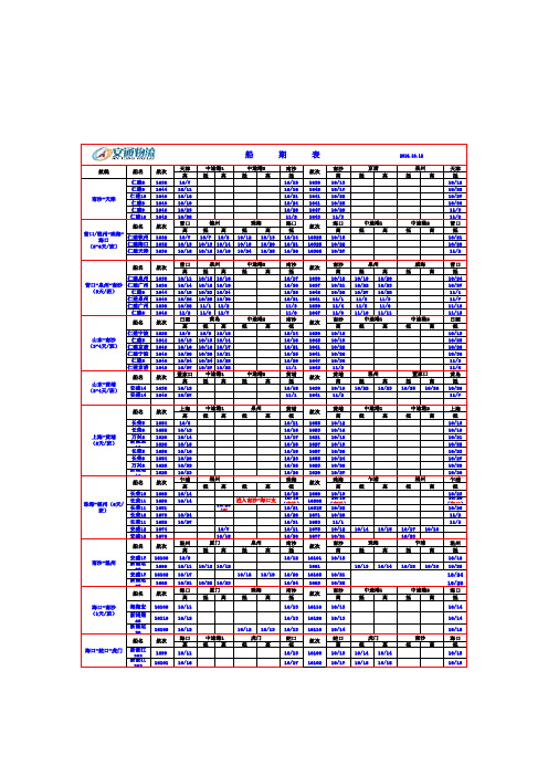 安通-华南片区最新船期表(10-12)