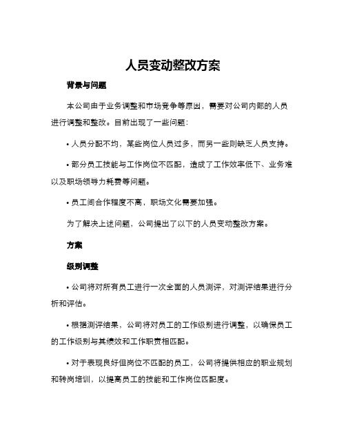 人员变动整改方案