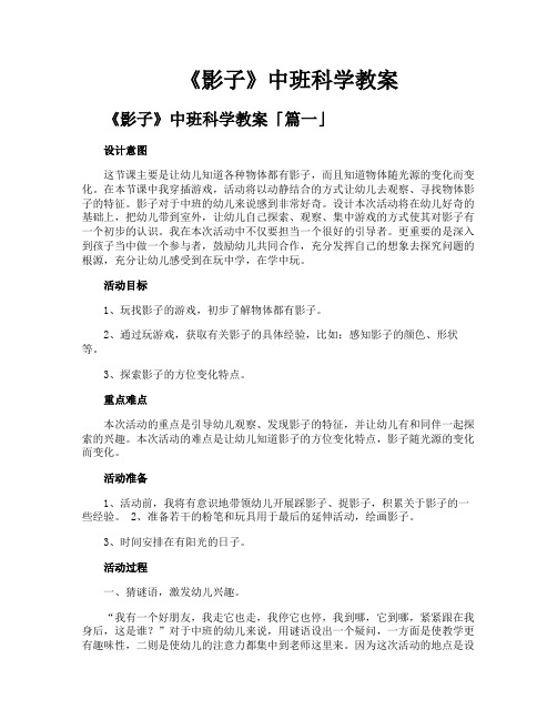 《影子》中班科学教案