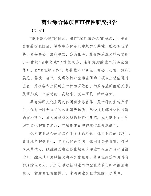 商业综合体项目可行性研究报告