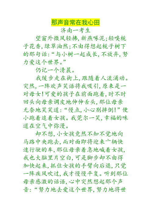 中考满分作文:那声音常在我心田1