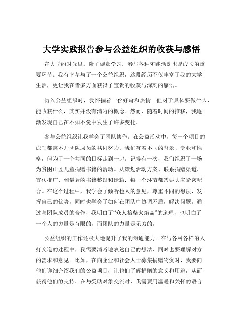 大学实践报告参与公益组织的收获与感悟