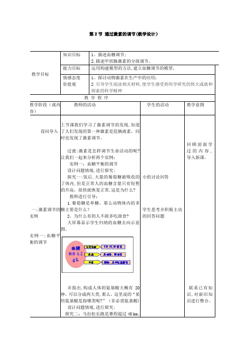 通过激素的调节(教学设计)