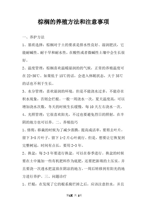 棕榈的养殖方法和注意事项 