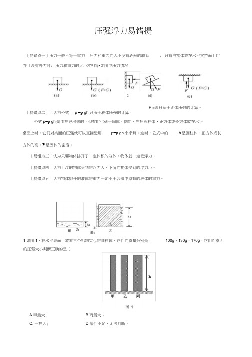 压强浮力经典易错题