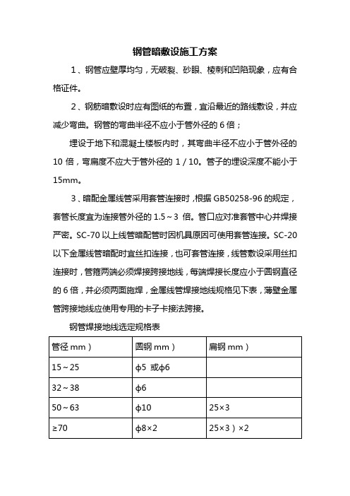 钢管暗敷设施工方案