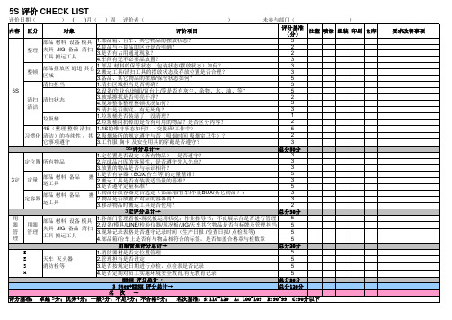 5S评价CHECK LIST