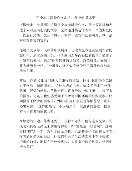 辽宁高考满分作文赏析：慢慢走,欣赏啊