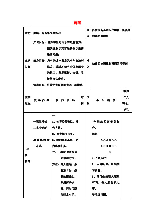 八年级体育与健康舞蹈教案4