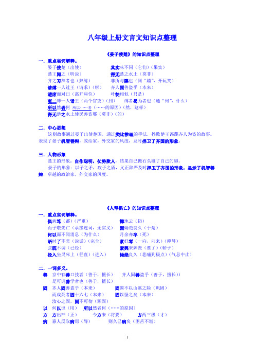 苏教版语文八年级上册知识点整理