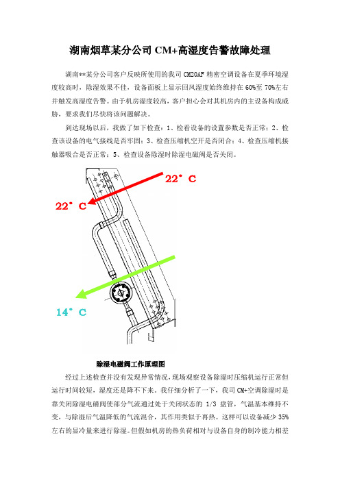 艾默生CM+精密空调高湿度告警故障处理