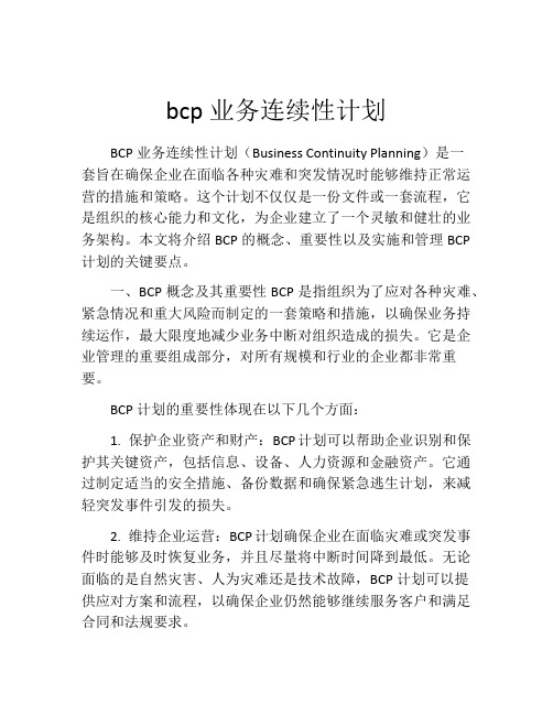 bcp业务连续性计划