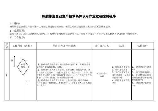 船舶生产技术条件认可作业过程控制程序