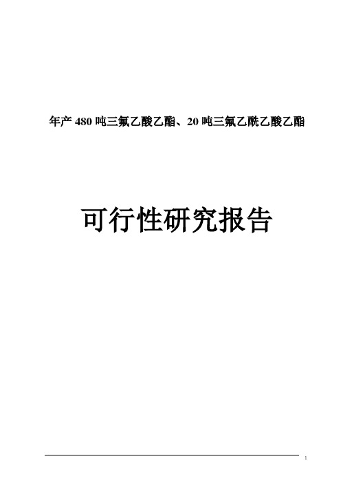 年产N万吨三氟乙酸乙酯、三氟乙酰乙酸乙酯化工可行性研究报告