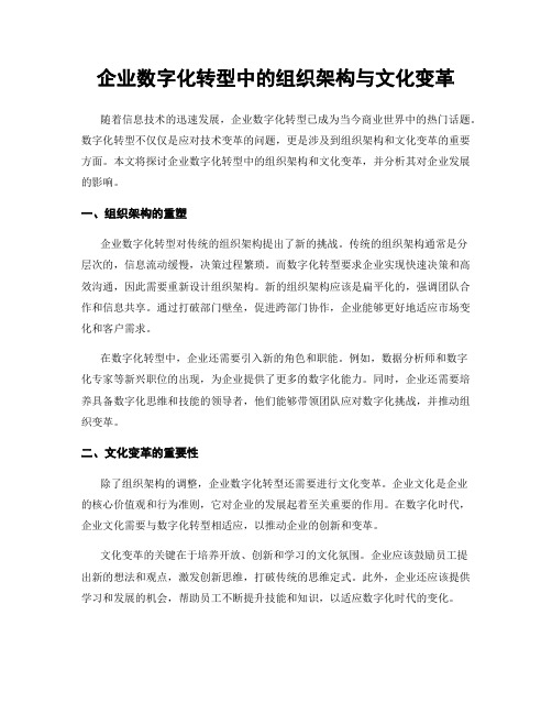 企业数字化转型中的组织架构与文化变革