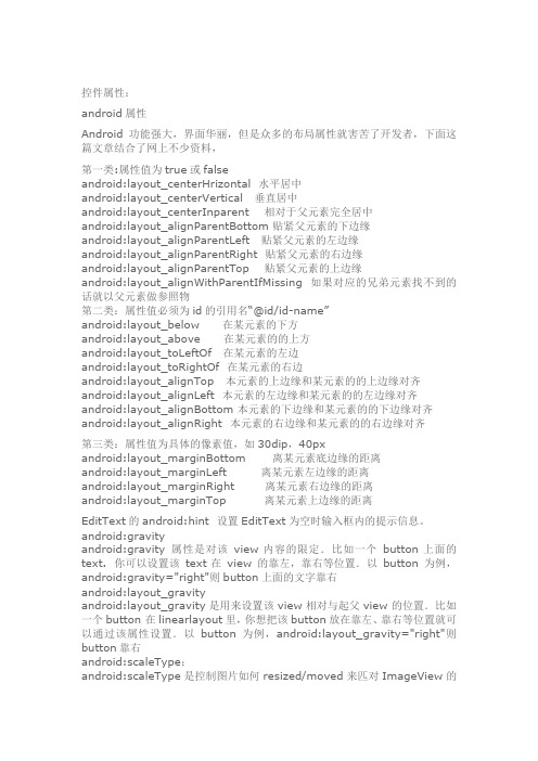 ANDROID：控件属性(很全)