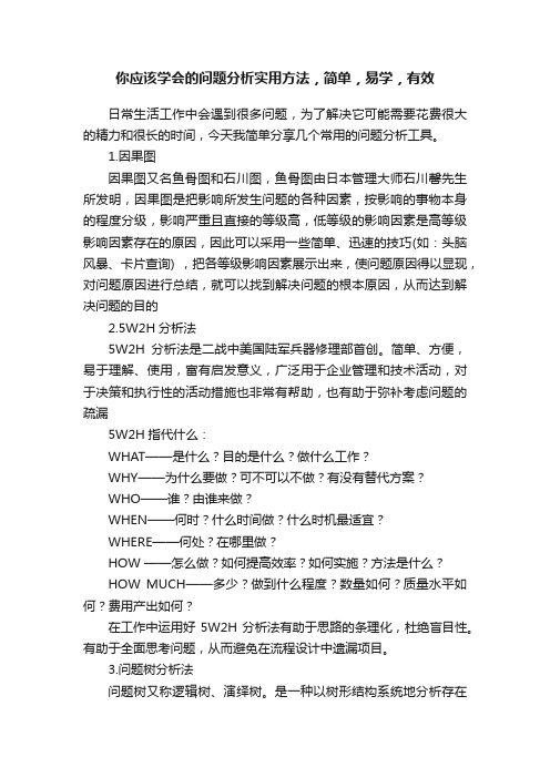 你应该学会的问题分析实用方法，简单，易学，有效