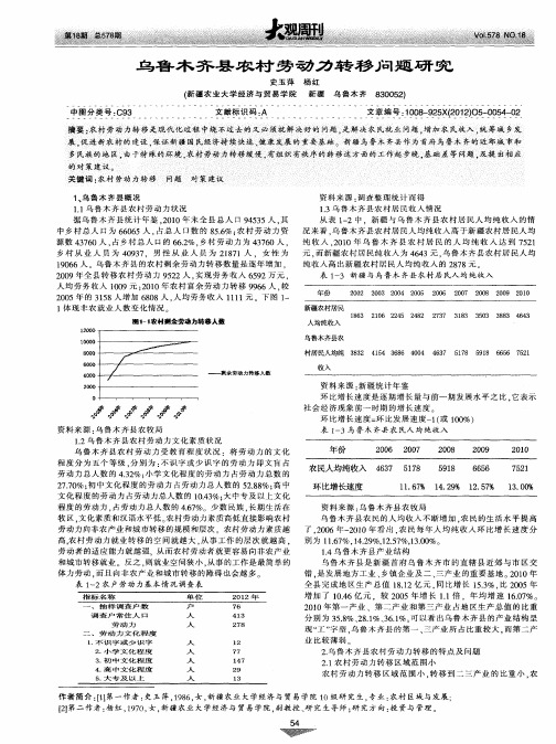 乌鲁木齐县农村劳动力转移问题研究