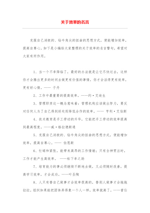 关于效率的名言