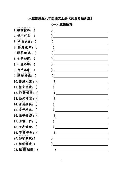 人教部编版八年级语文上册：《词语专题训练》