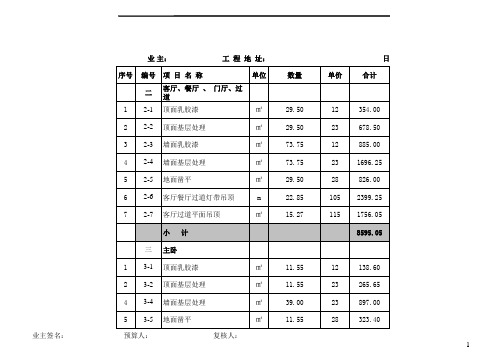 家装半包预算表