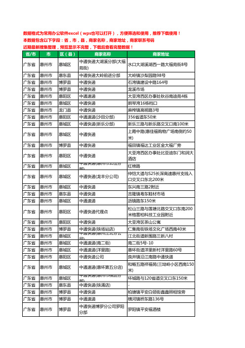 2020新版广东省惠州市中通快递工商企业公司商家名录名单联系电话号码地址大全179家