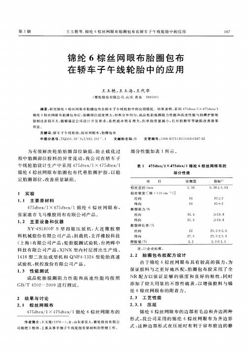 锦纶6棕丝网眼布胎圈包布在轿车子午线轮胎中的应用