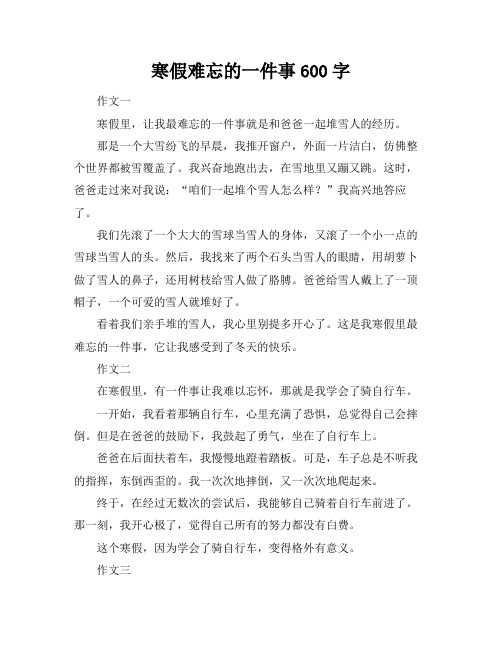 寒假难忘的一件事600字