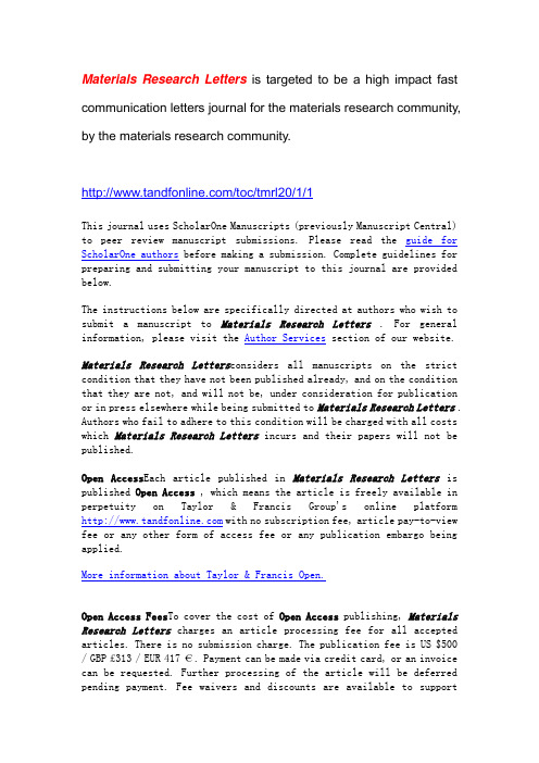 Materials Research Letters