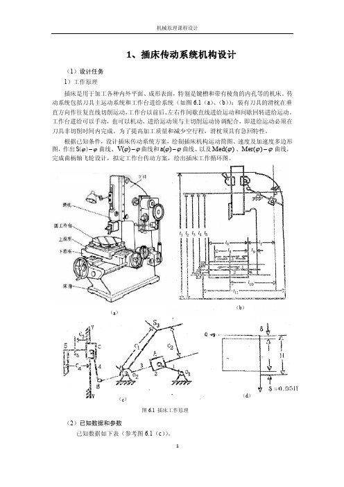 1、插床传动系统机构设计