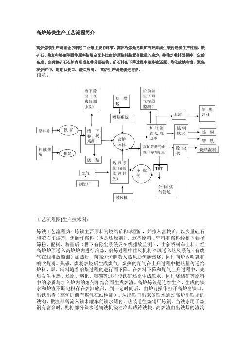 高炉炼铁生产工艺流程简介