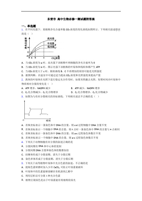 东营市 高中生物必修一测试题附答案
