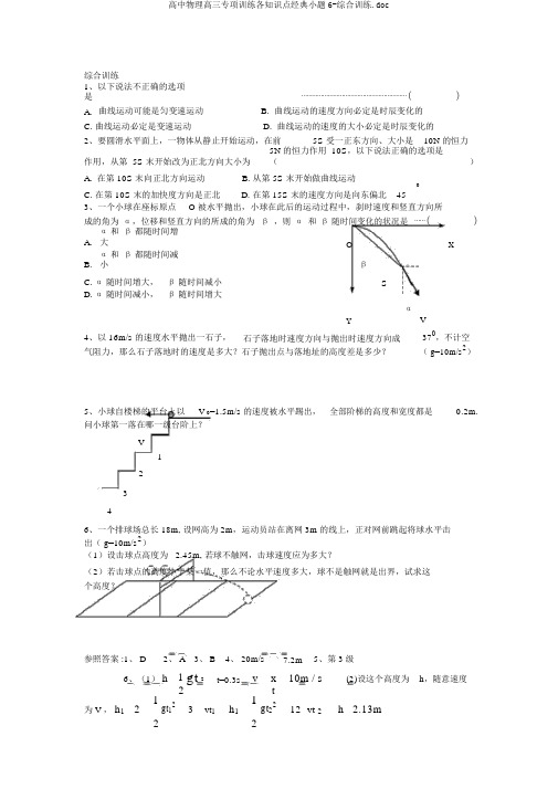高中物理高三专项训练各知识点经典小题6-综合训练.doc