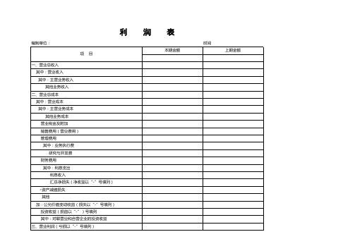 利润表模板