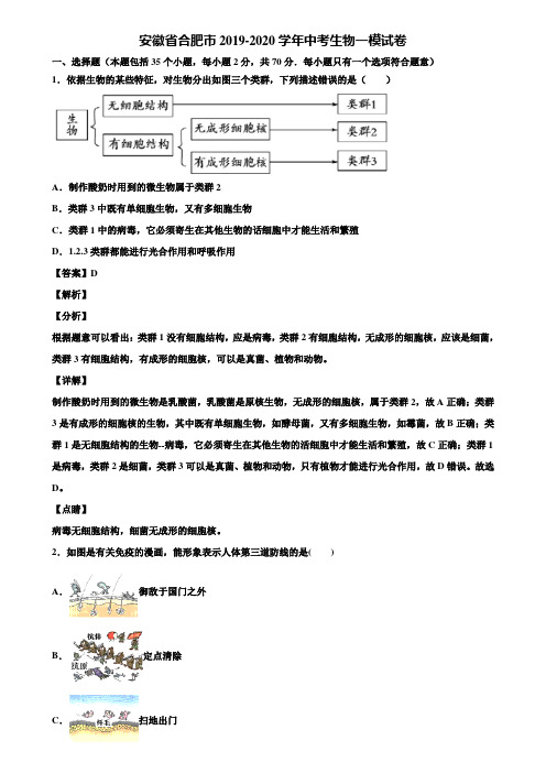 安徽省合肥市2019-2020学年中考生物一模试卷含解析