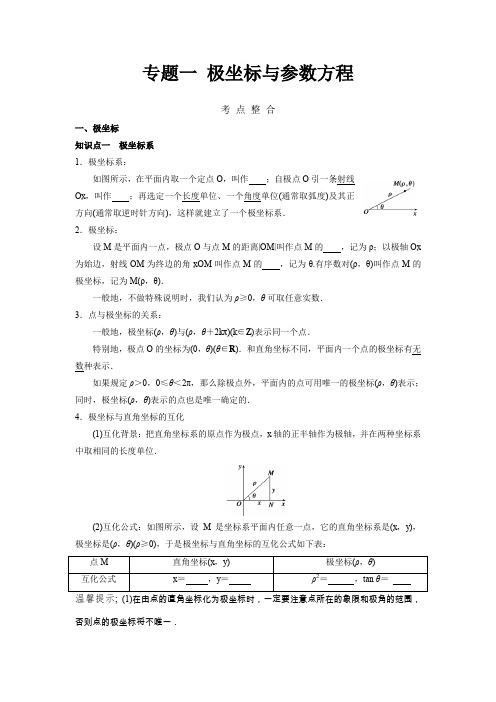 极坐标与参数方程考点汇总