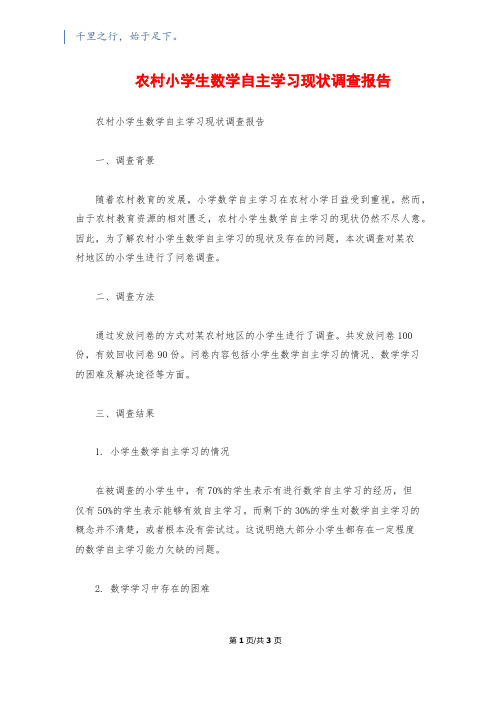 农村小学生数学自主学习现状调查报告